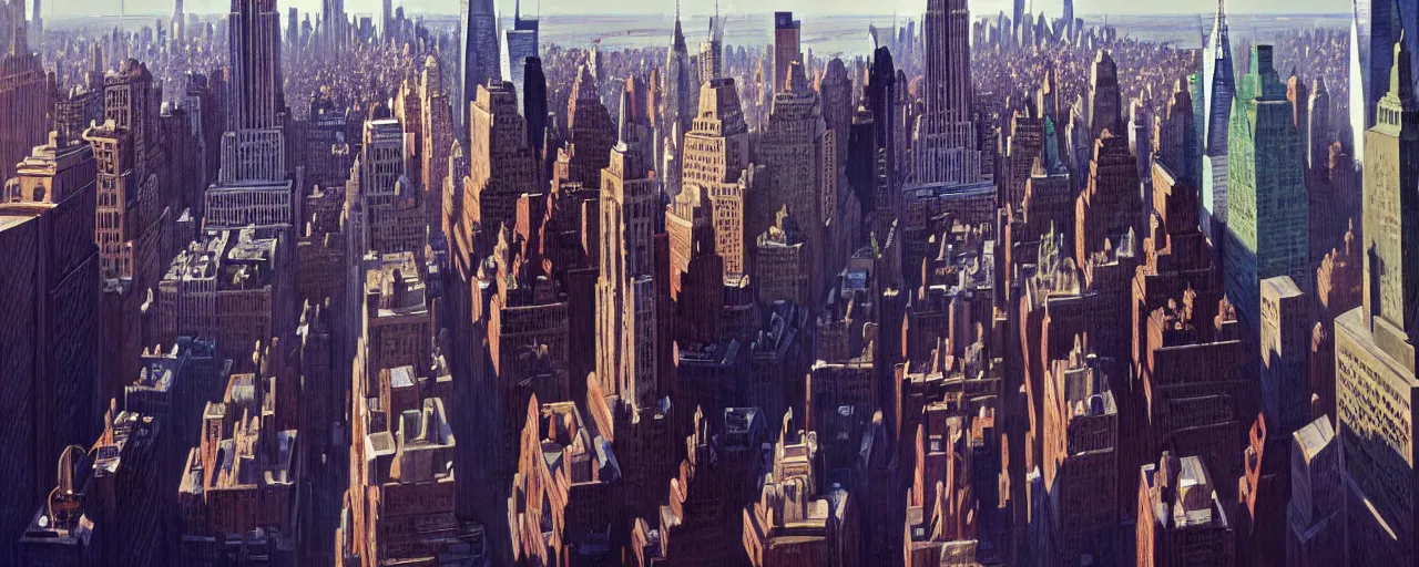 Prompt: photo of new york city center. aerial. architecture. trending on artstation. cgsociety. art by greg rutkowski and moebius