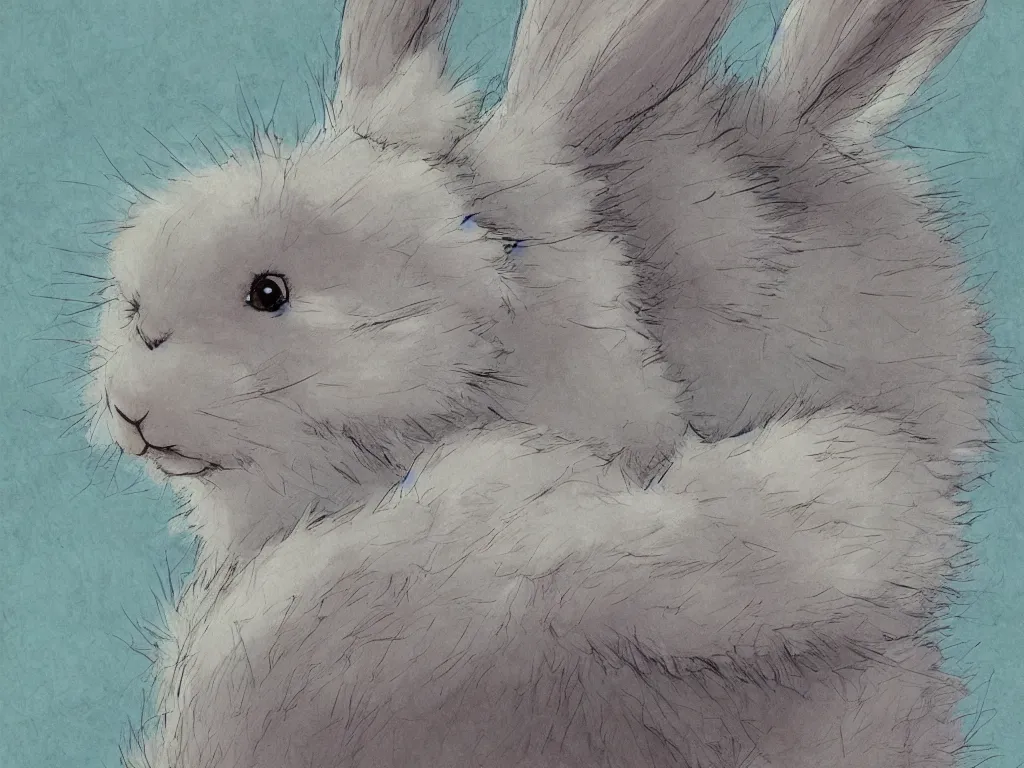 Image similar to a fluffy bunny, ideas floating around above its head, Aesthetically pleasing, digital concept art background by Hayao Miyazaki and Studio Ghibli, fine art, official media, high definition, illustration, ambient lighting, HDR, HD, UHD, 4K, 8K, cinematic, high quality scan, award winning, trending, featured, masterful, dynamic, energetic, lively, elegant, intricate, complex, highly detailed, Richly textured, Rich vivid Color, masterpiece.