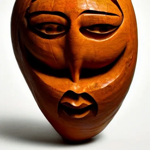 Prompt: a [ gourd ] carved shaped to look like ( amber heard face ) hybrid intercross