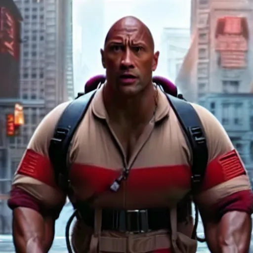 Image similar to Dwayne Johnson in Ghostbusters 4K quality super realistic