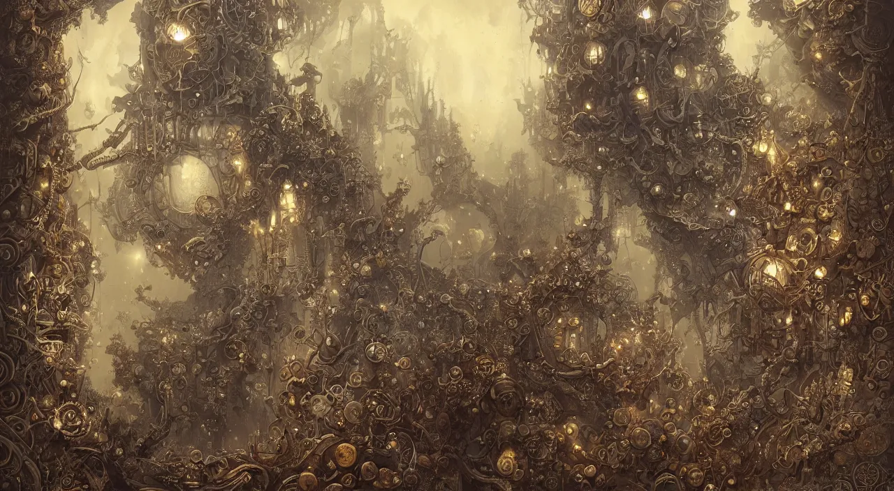 Prompt: Marc Simonetti, Mike Mignola, smooth liquid metal with detailed line work, Mandelbrot flowers, Exquisite detail perfect symmetrical, silver details, hyper detailed, intricate ink illustration, golden ratio, steampunk, smoke, neon lights, steampunk forest background, liquid polished metal, by peter mohrbacher