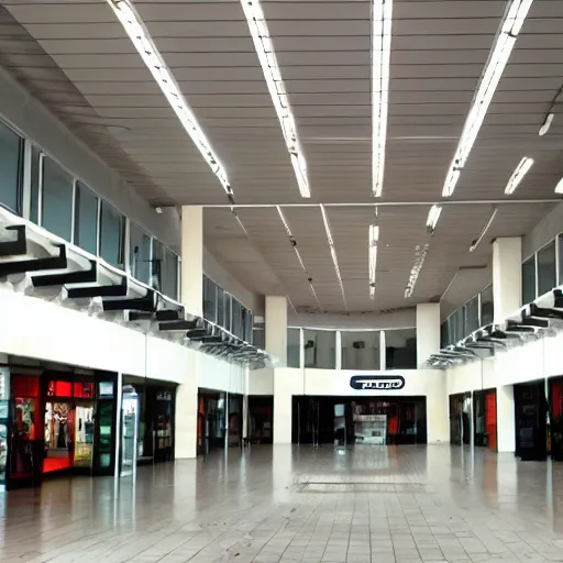 Prompt: photograph of empty retail store, empty shopping mall