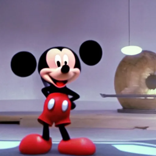 Image similar to film still of mickey mouse killing darth vader in the new star wars movie, 4 k