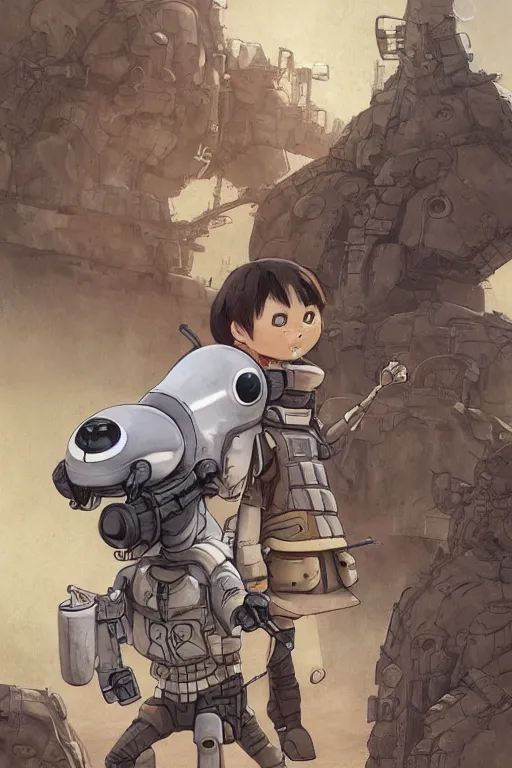 Image similar to anthropomorphic rodent with white and black ancestral ornate japanese tactical gear on an abandonment desert planet, long shot, rule of thirds, golden ratio, graphic novel by fiona staples and dustin nguyen, by beaststars and orange, peter elson, alan bean, studio ghibli, makoto shinkai