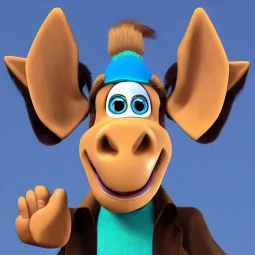 Image similar to cartoon donkey character in the style of pixar