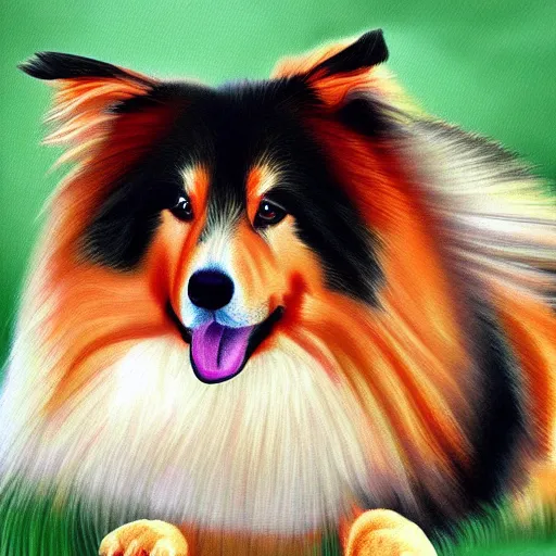 Prompt: a beautiful painting of a Rough Collie digital art high quality