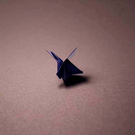 Prompt: an impossible origami animal, macro photography, ambient light