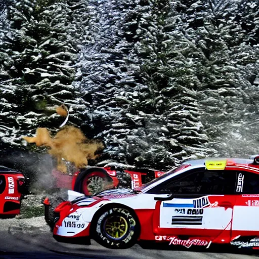 Image similar to Petter Solberg driving straight into the christmas tree