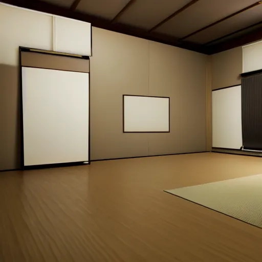 Prompt: still photo of a japanese art room, highly detailed, photorealistic portrait, bright studio setting, studio lighting, crisp quality and light reflections, unreal engine 5 quality render