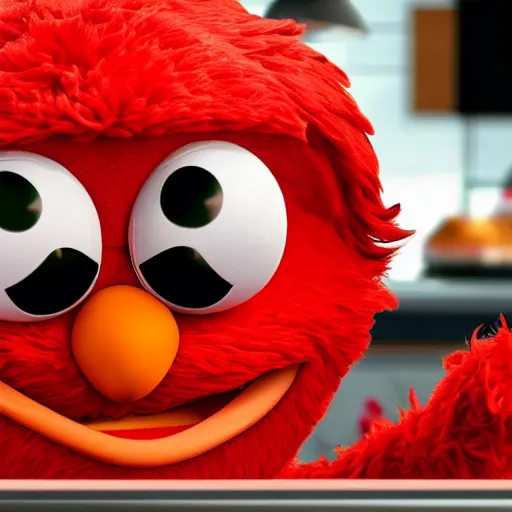 Prompt: photo of elmo at KFC, photorealistic, 4K