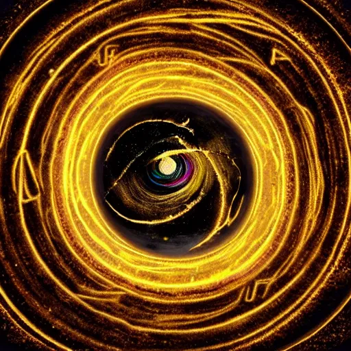 Prompt: GOLD ANCIENT ALPHABET SCRIPT ORBIT, eye of a hurricane worm’s eye view, whirling cryptic ALIEN SYMBOLOGY, electrostatic hum, clouds, wave breaking, spiraling, earth tones and blues, fisheye lens, fiber optic network, ancient dream, C 10.0