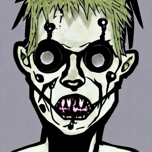 Prompt: a punk zombie in the style of matt saunders