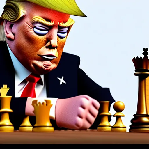Prompt: Donald Trump playing chess with a monkey, highly detailed, 4k, HDR, award-winning, artstation, octane render