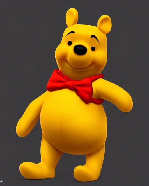 Image similar to full body 3d render of unhappy winnie-the-pooh wearing a suit as a funko pop, studio lighting, white background, blender, trending on artstation, 8k, highly detailed