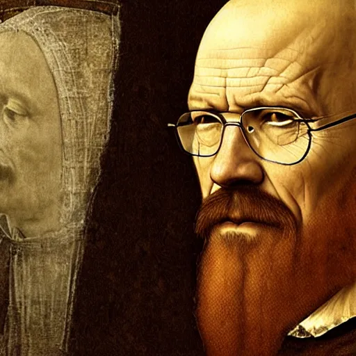 Prompt: Renaissance portrait of Walter White by Leonardo da Vinci