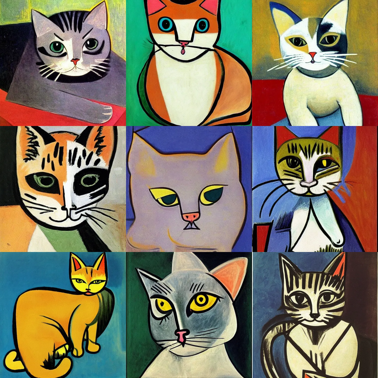 Prompt: cute cat by pablo picasso