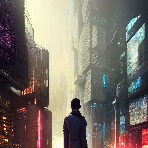 Image similar to a giant terrifying cyber data destroying a dystopian city, cyberpunk, sharp focus, dynamic lights, still, photograph, hyper realistic, masterpiece, octane render, rendered, 3 d, cinematic, cinematic lighting, dramatic lighting, highly detailed, intricate details, texture, cinematic composition, by donglu yu and kevin jick and eddie del rio