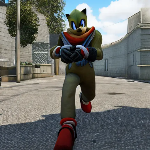 Prompt: screenshot of sonic in counter-strike, 4k