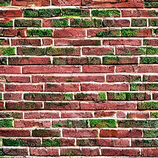 Prompt: brick wall with moss texture