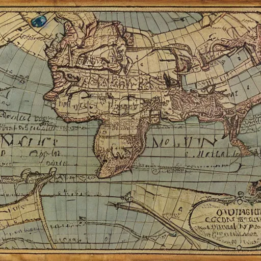 Prompt: 1 6 th century map of the portuguese empire on the planet of mars, old, colonization, age of discoveries