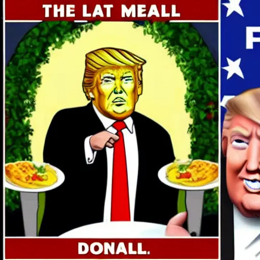 Prompt: the last meal of the christ but with donald trump