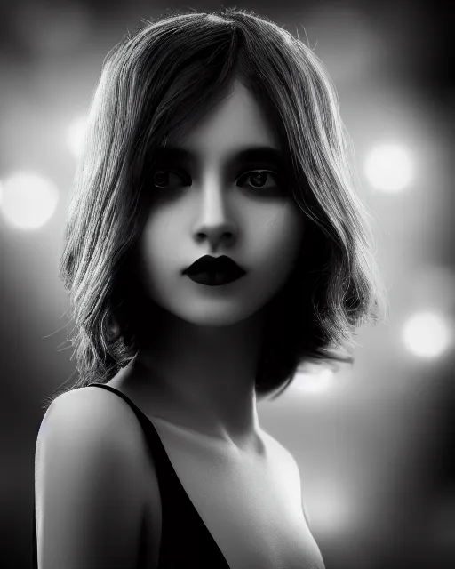 Image similar to black and white dreamy young beautiful female artificial intelligence, metropolis, cinematic, rim light, bokeh, photo - realistic, elegant, high detail, 8 k, masterpiece, photo taken in 1 9 3 0