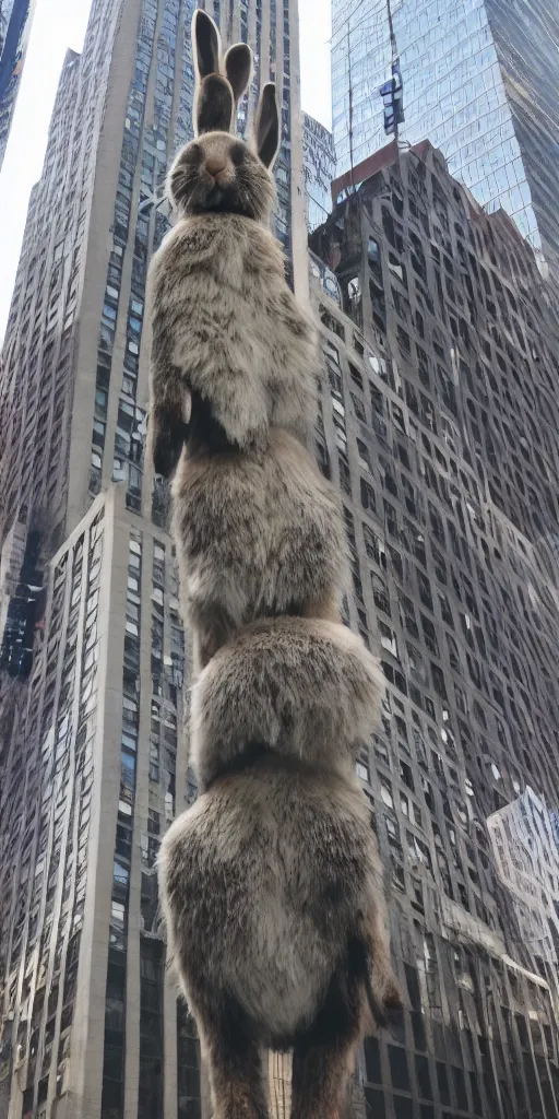 Image similar to a very very very very very very tall rabbit in new york city