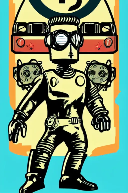 Image similar to fallout 7 6 retro futurist illustration art by butcher billy, sticker, colorful, illustration, highly detailed, simple, smooth and clean vector curves, no jagged lines, vector art, smooth andy warhol style