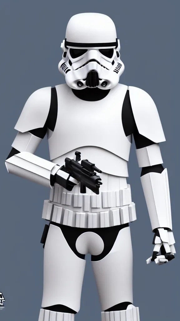 Image similar to a stormtrooper as a low - poly 3 d render - isometric. minimalistic. color harmony, 8 k detail, gallery quality, hd wallpaper, premium prints available, hyper - detailed, intricate design.