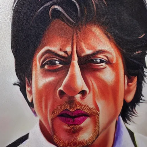 Image similar to shahrukh khan oil painting, 8k