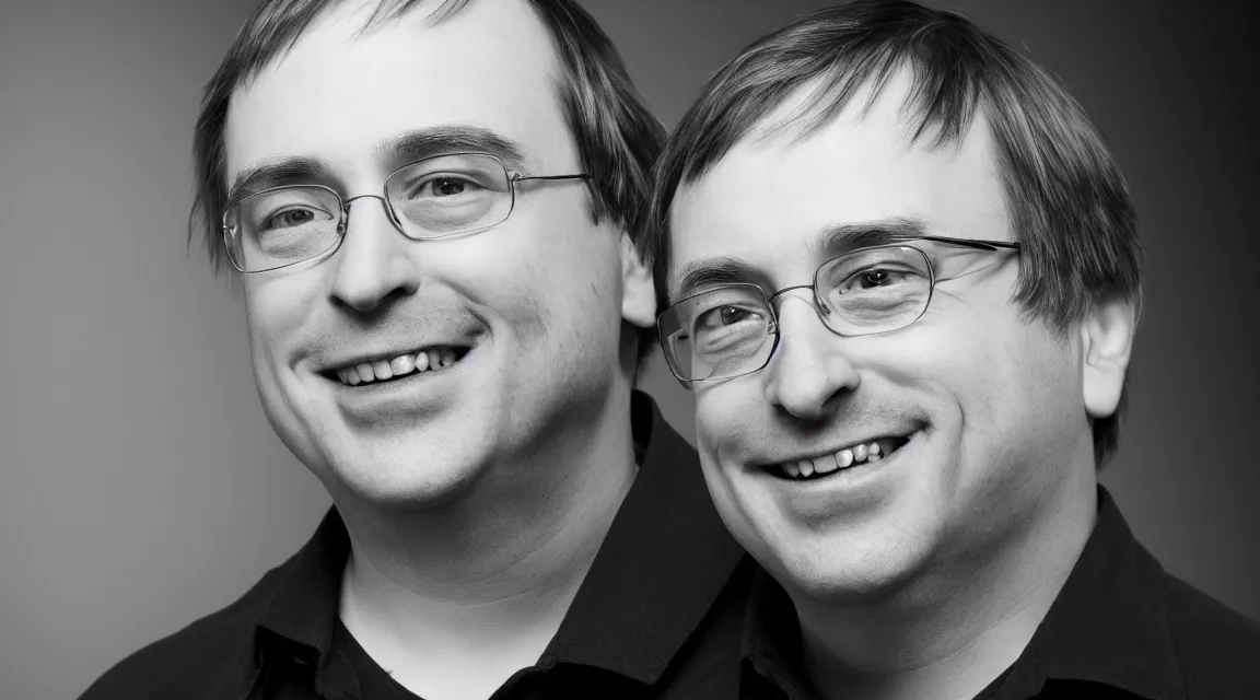 Prompt: wallpaper of Linus Torvalds, photo product