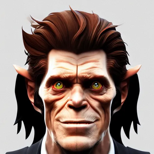 Prompt: Portrait of Willem Dafoe as the Sauron, horns under his cheek, mattepainting concept Blizzard pixar maya engine on stylized background splash comics global illumination lighting artstation lois van baarle, ilya kuvshinov, rossdraws