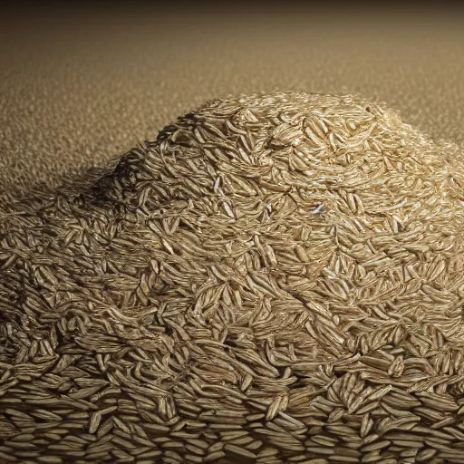 Image similar to Piles of rice scattered, unreal engine render