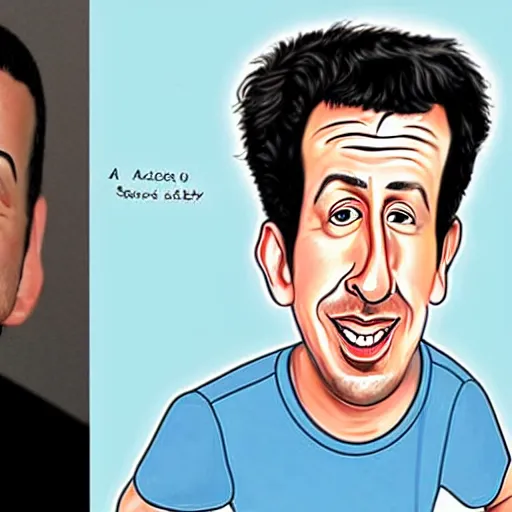Prompt: a lifelike accurate caricature drawing of adam sandler