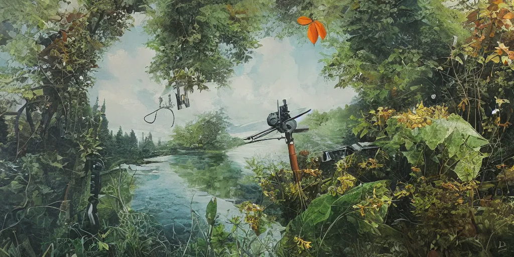 Prompt: detailed painting of nature and technology combined