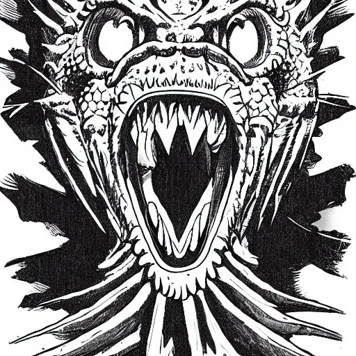 Image similar to a fish monster, yusuke murata style, detailed