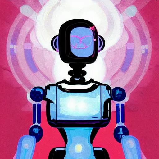 Prompt: Woman and her robot against the world. Rough strokes and grainy. Interesting colour scheme. Detailed. Beautiful digital artwork by artist Lurid. (2022)