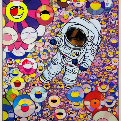 Image similar to astronaut painting by takashi murakami