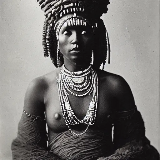 Image similar to vintage photo of an elegant west African manding queen by edward s curtis, photo journalism, photography, cinematic, national geographic photoshoot