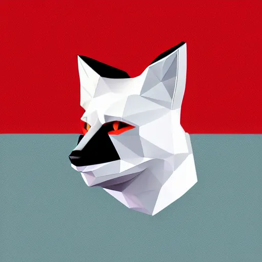 Prompt: low poly red fox icon white shadow isometric trending on ArtStation