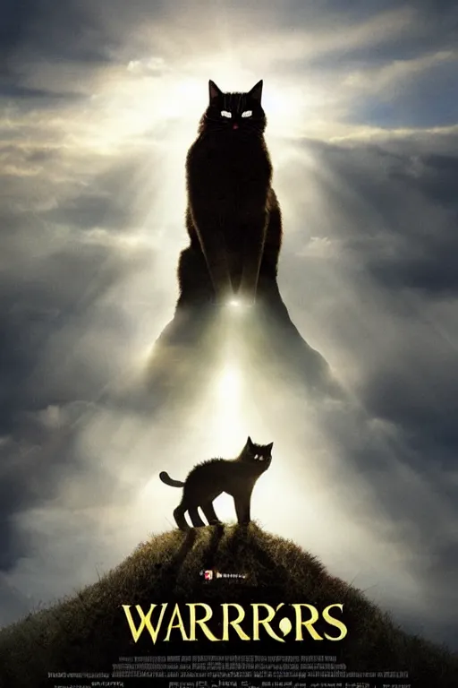 Image similar to a movie poster for warrior cats by wayne mclouglin, depth of field, sun flare, hyper realistic, very detailed, backlighting, cgi