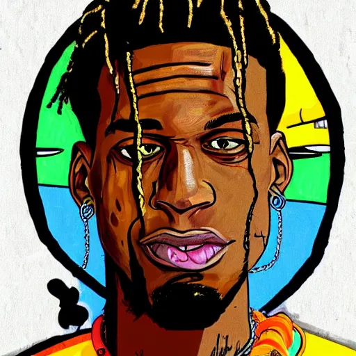 travis scott drawn in the style of the simpsons | Stable Diffusion ...