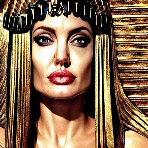 Image similar to an amazing award winning photo of angelina jolie as cleopatra, beautiful masterpiece