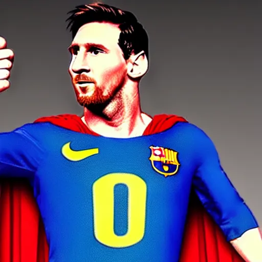 Prompt: a still of Messi as Superman