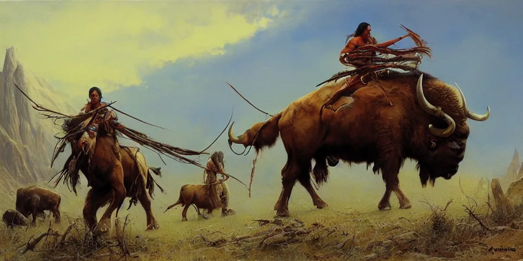 Image similar to of Native American hunting a buffalo Peter Andrew Jones and Peter Gric