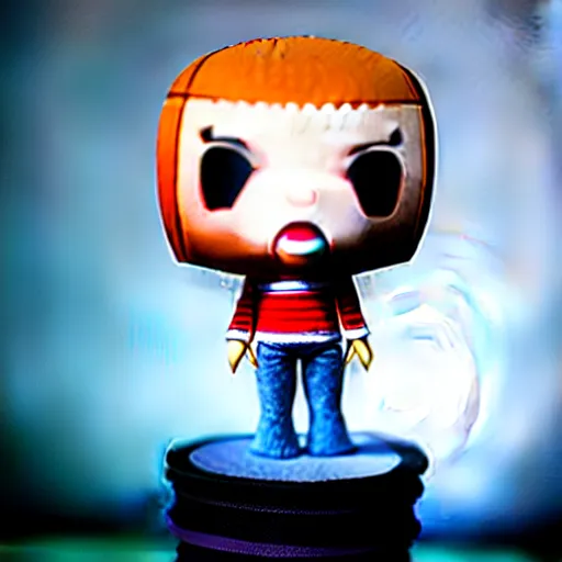 Image similar to photograph of Funko Pop doll of Simon Unge in a light box with studio lighting, some background blur