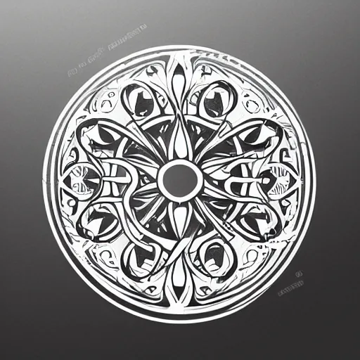 Prompt: a circular vector tattoo design. art nouveau, spiky, curvilinear, recursive.