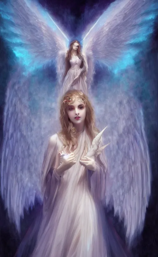 Image similar to Angel knight gothic girl. By Konstantin Razumov, Fractal flame, chiaroscuro, highly detailded