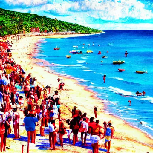 Prompt: salsa festival on cuba, beach, ocean, digital art,