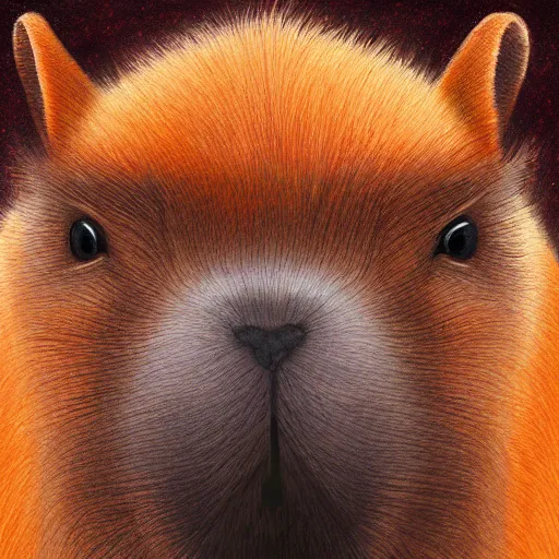 Image similar to a detailed digital painting of demon god capybara